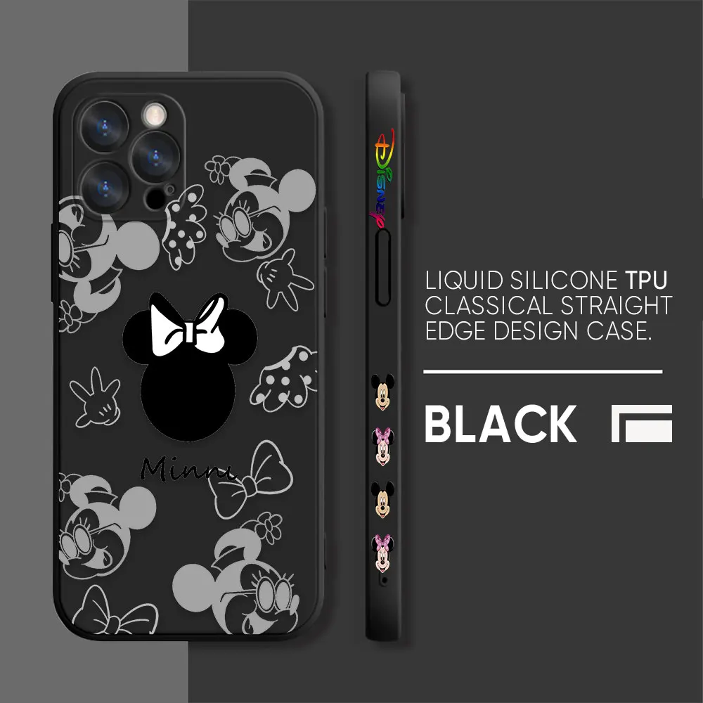 thumbnail image 1 of Case For iPhone 14 13 12 11 Pro XS Max Mini X XR 7 8 6 6S Plus Colour Simple Liquid Silicone Case Anime Cute Mickey Minnie Mouse, 1 of 5