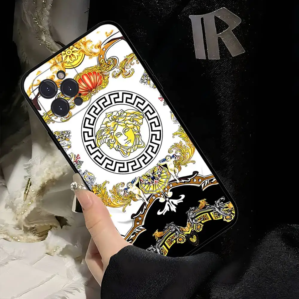 Luxury V-Versace Designer Silicone Phone Case - Black Cover