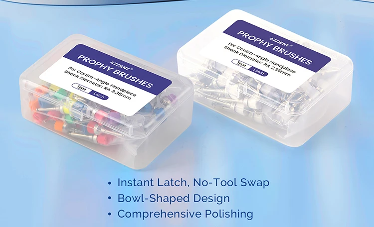 100 teile/schachtel Azdent Dental Polieren Pinsel Labor Nylon Latch Flache Schüssel Form Weiche Harte Polierer Einweg Zahnpflege Pinsel Kopf – Detail 5