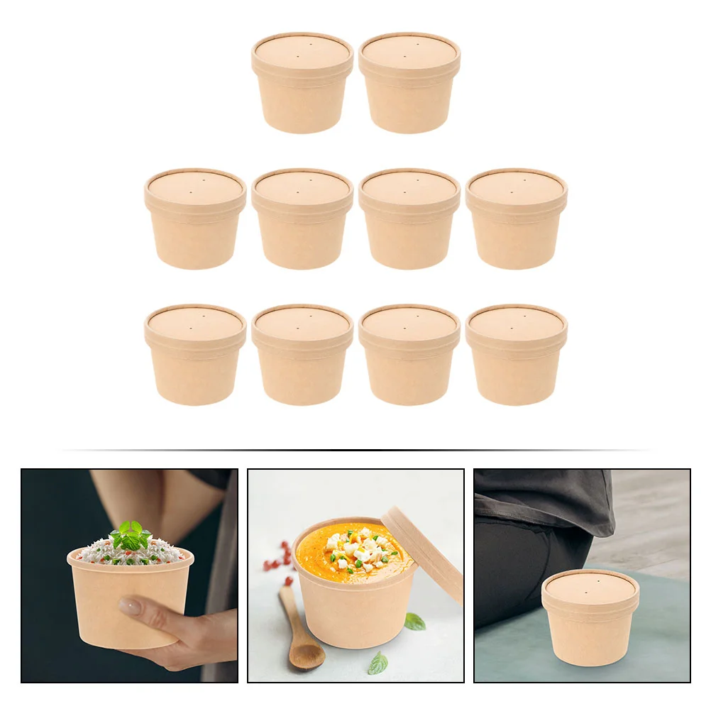 Disposable Paper Cups Soup Bowls Containers Ice Cream Yogurt