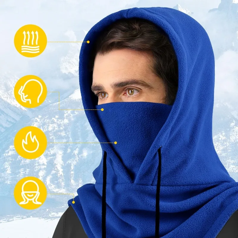 Winter Thermal Fleece Hat Hooded Outdoor Windproof Skiing Sport Neck Warmer Balaclava Cycling Face Mask