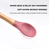 100% Food Grade Silicone Baby Wooden Handle Fork Spoon For Children's Eating Training Spoon For Complementary Food Tableware Set 4