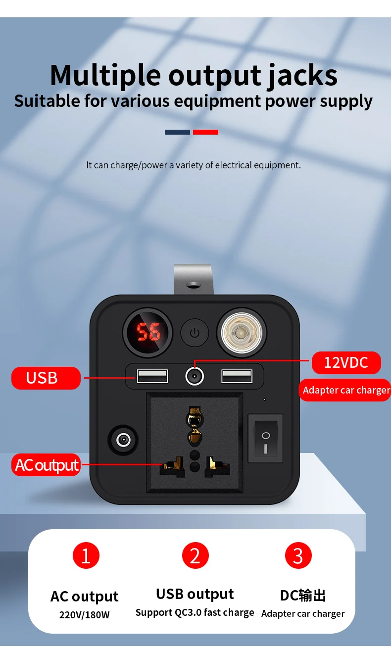 YYHC-Large Capacity AC Output 110W Portable Power Station Lithium Battery Power Bank Output Solar Energy Statio