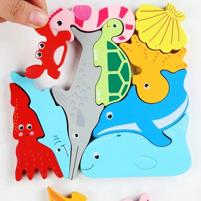 Baby Montessori Toys  Wooden Puzzle Tangram Jigsaw Game 3D Puzzle Preschool early learning Educational Toys for Children 4