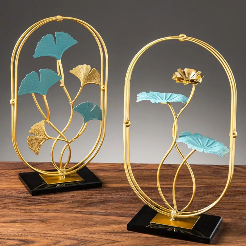 

Украшение в виде китайского лотоса, элегантное металлическое украшение в китайском стиле в виде листьев гинкго для дома, офиса, комнаты, Золотой лотос, полый Рабочий стол