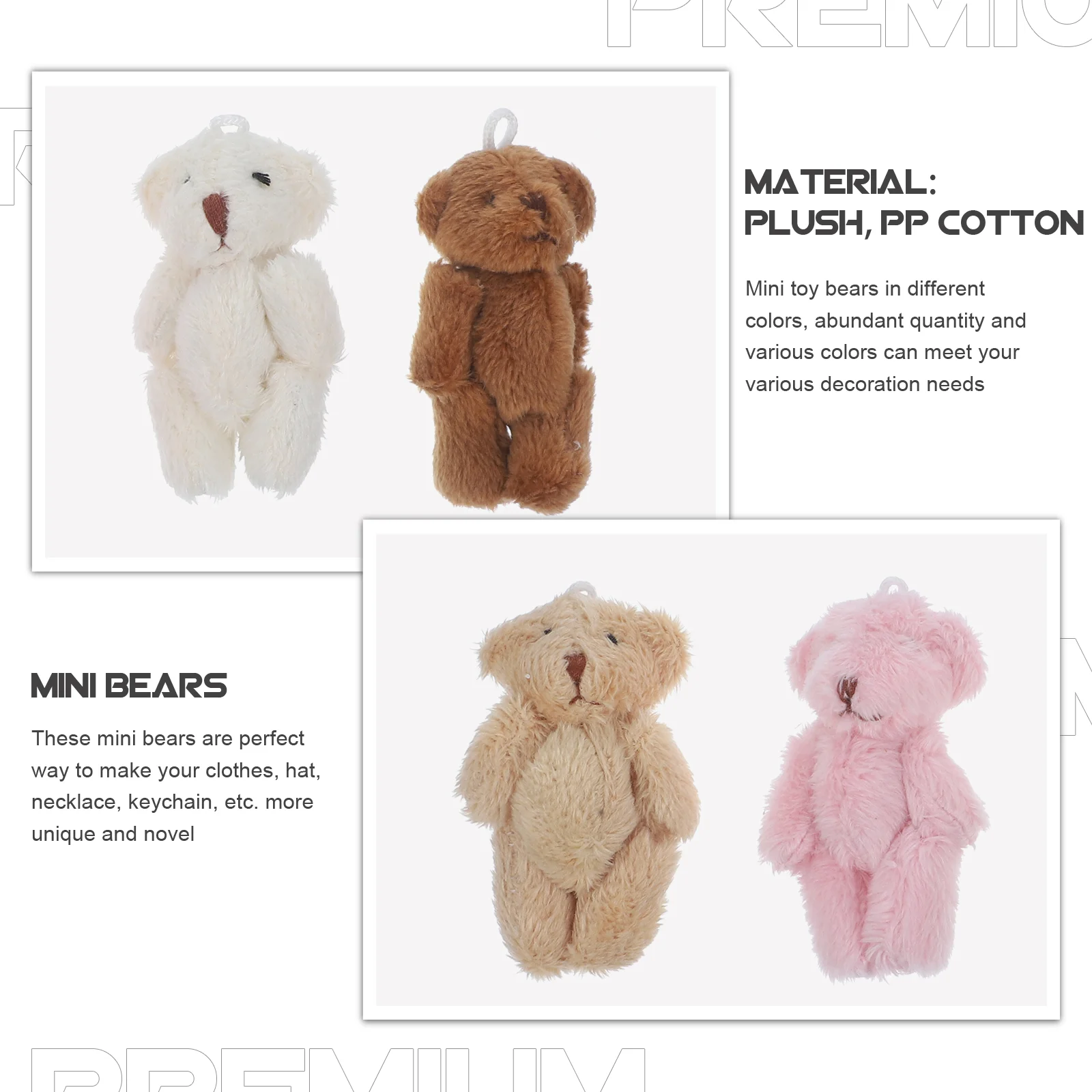 6cm Mini Bear Plush Toys Soft Stuffed Bear DIY Craft Keychain Pendant Bouquet Toy Doll Accessories Gifts