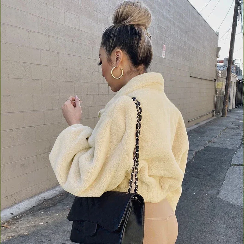 Lamb Wool Short Coat Teddy Faux Fur Women's Coat Plush Zipper Loose Casual Jacket Streetwear 2023 Autumn and Winter Jacket