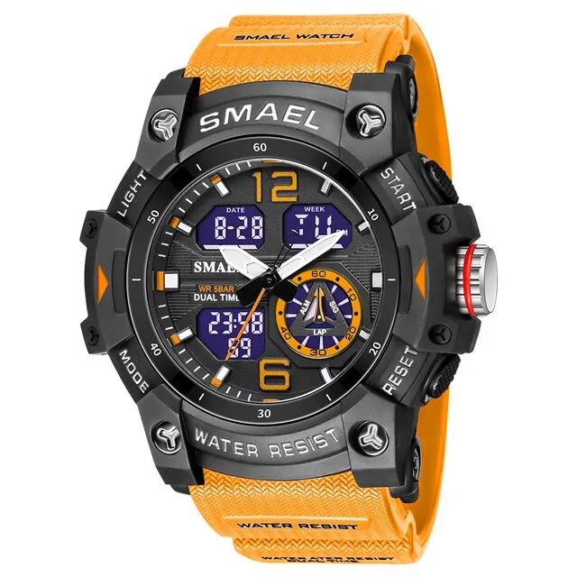 SMAEL Orologio da polso da uomo, militare, impermeabile, sportivo, con data, multifunzione, LED, sveglia, cronometro, orologio digitale da uomo, Blu, Large Face, Digitale