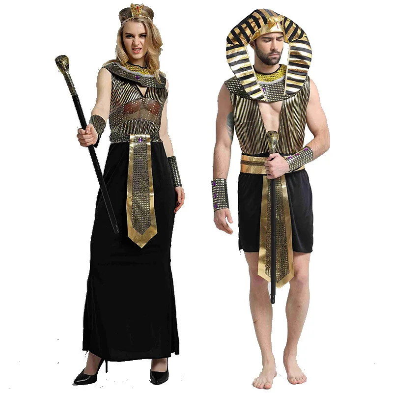 

Halloween Ancient Egypt Egyptian Pharaoh Costume for Men King Cleopatra Queen Cosplay Carnival Party Medieval Couple Party Dress