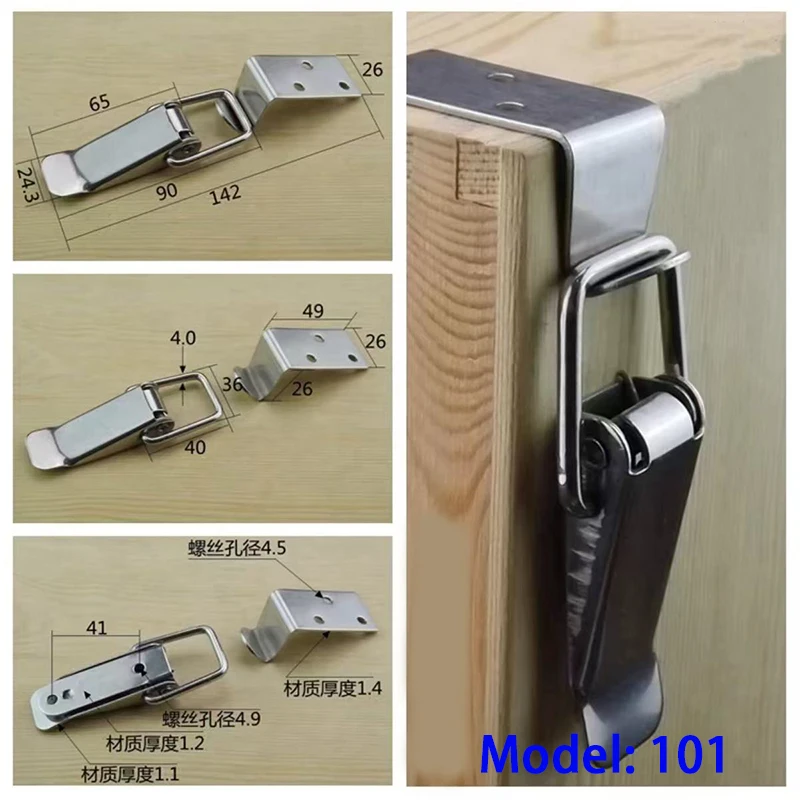 Eisen/201/304 Edelstahl rechtwinklig gebogener Haken Box Schnalle Schnalle Schnalle 90 ° Boxschnalle aus Holz mit gebogenem Haken – Detail 6