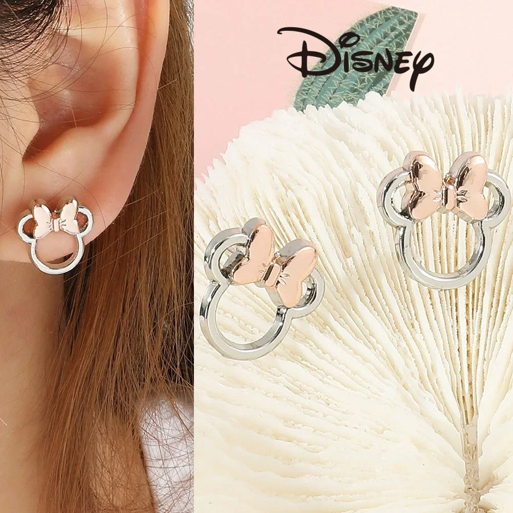 

Disney MickeyMouse Earrings The Pooh Winnie Mickey Mouse Action Anime Figures Bow Pearl Earrings Women's Fashion Ornaments Gifts