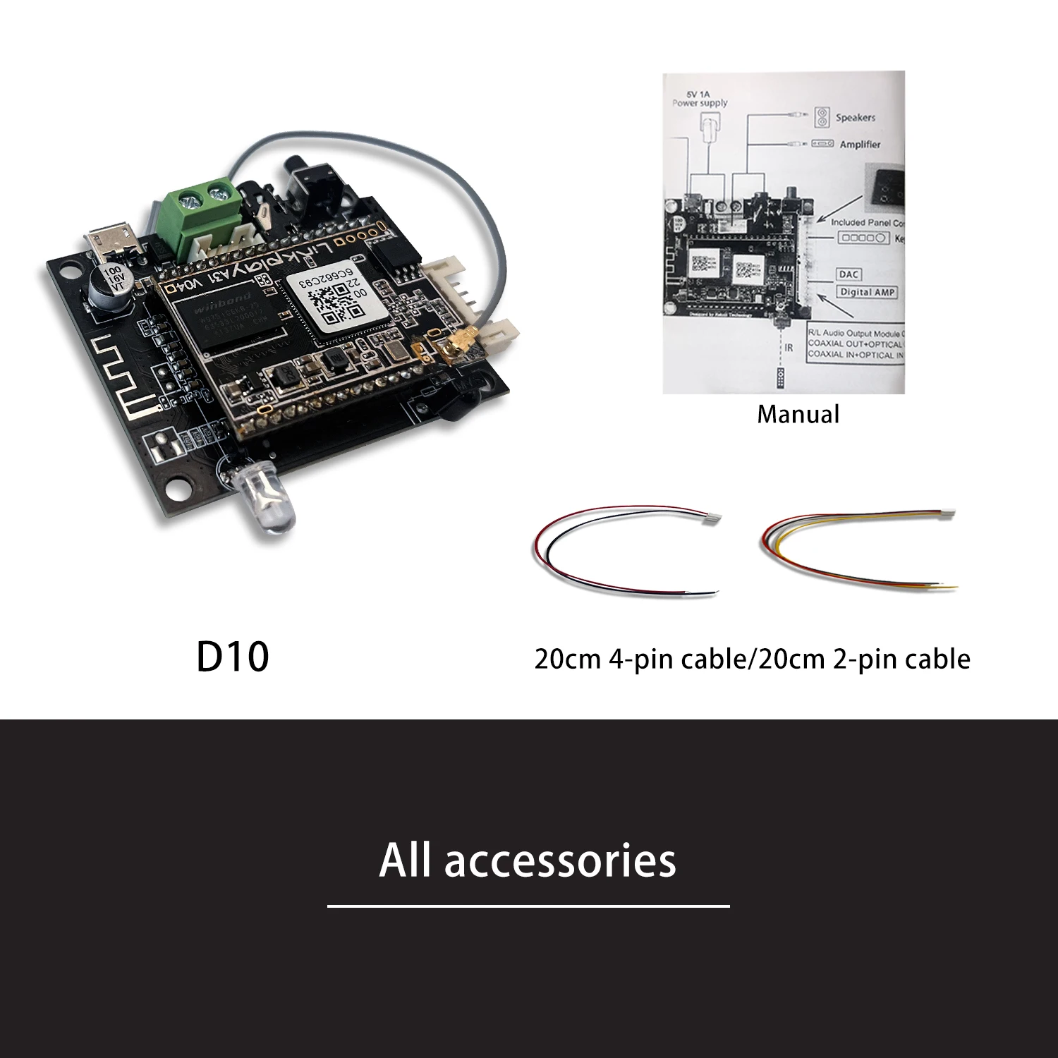 D10 WiFi and Bluetooth 5.0 Audio Receive Bluetooth Module I2S Analog Output ESS9023 Output Board With Airplay DLNA Wifi Audio