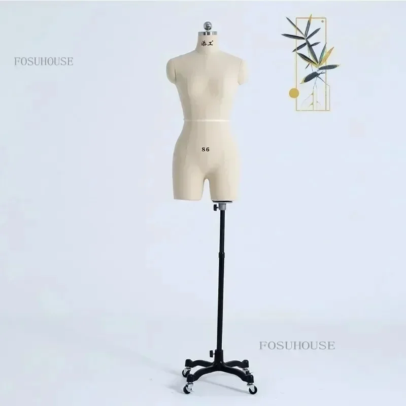바느질 리넨 커버 바디 여성 마네킹 의류 디자인을위한 다리가있는 흉상 재단사 마네킹 드레스 디스플레이 스탠드 핀 수 있습니다