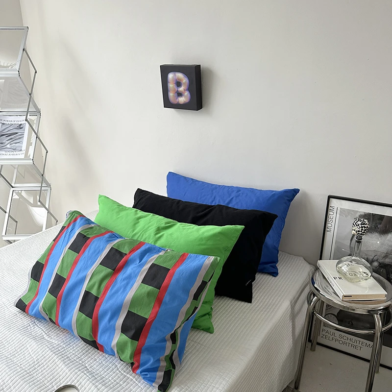 Cotton Pillowcase Colorful Stripe Pillow Case Bedding Black Pillow Cover Envelope Pillow Case Cover Nordic Sling 3