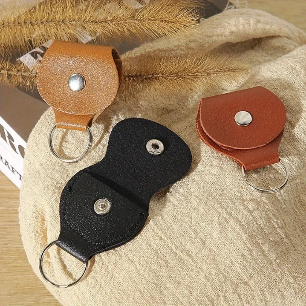 1Set Guitar Picks Keychain Holder Leather Plectrum Storage Pouch Bag Keyring Case for Electric Guitar Bass Ukulele