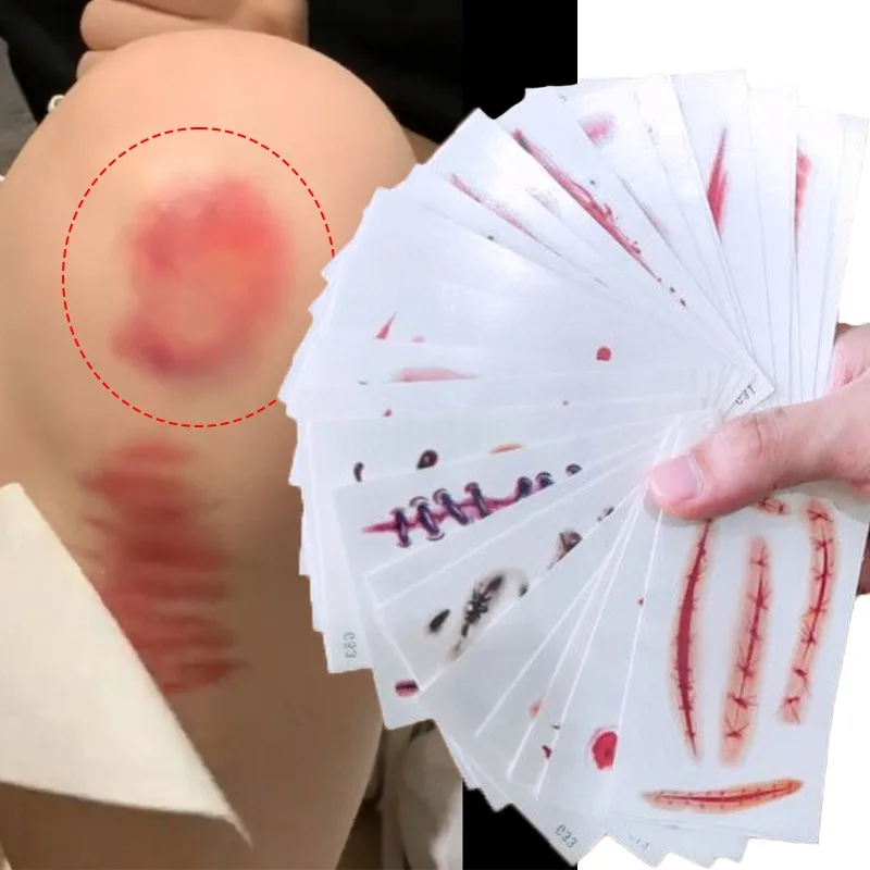 Halloween Temporary Tattoo Stickers Realistic Blood Bruising Body Arts
