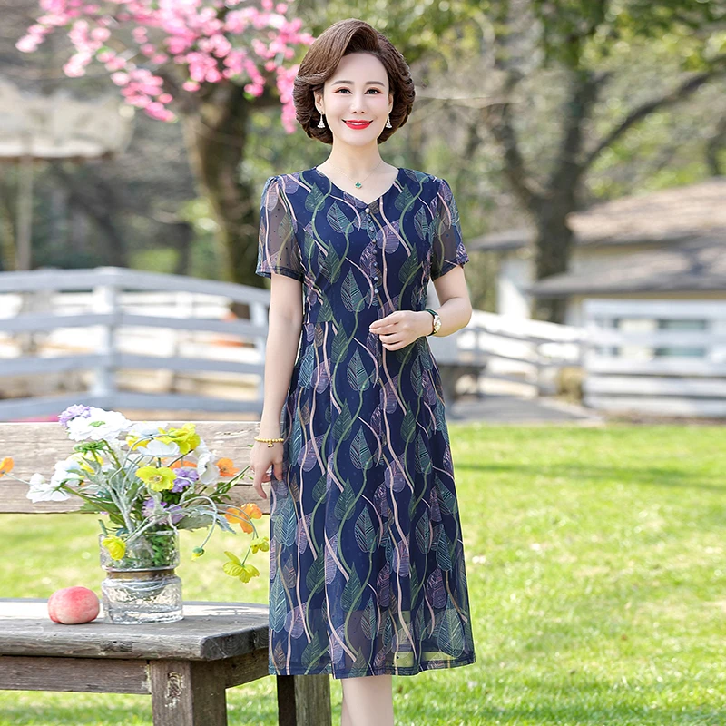 Robe Décontractée En Mousseline De Soie Pour Femme - Manches Courtes, Col En V, Idéale Pour Le Quotidien