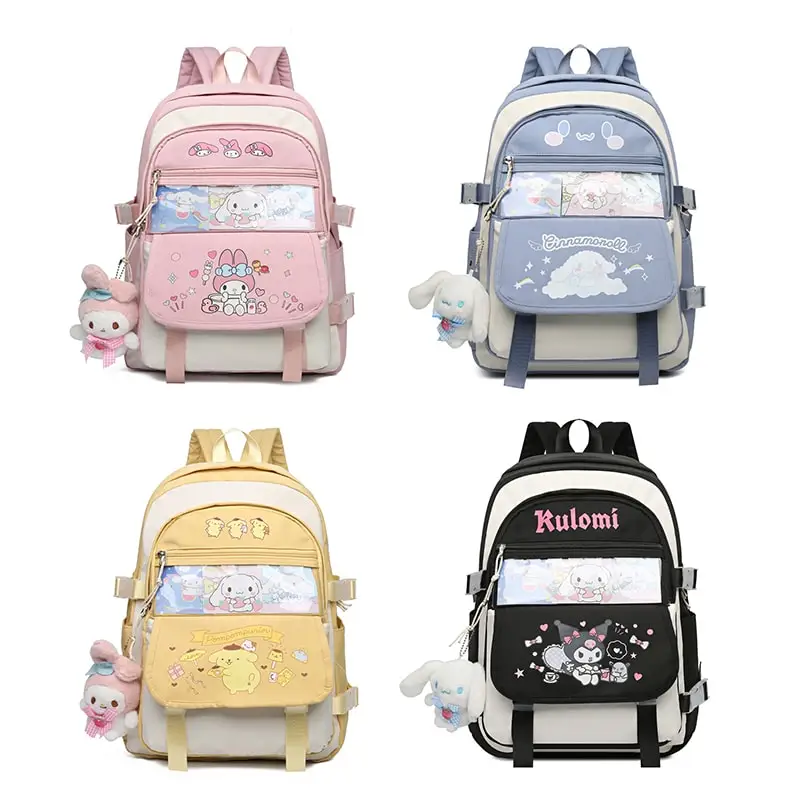 

Sanrioed Cinnamoroll Kuromi My Melody Pom Pom Purin Anime Backpack Cute Schoolbags Cartoon Shoulder Bag Birthday Gift for Friend