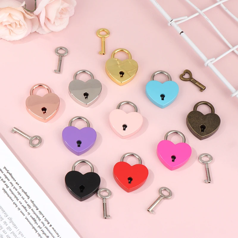 

Heart Shape Padlocks Luggage Hardware Locks With Key Lock For Travel Wedding Jewelry Box Diary Book Suitcase Christmas Gifts