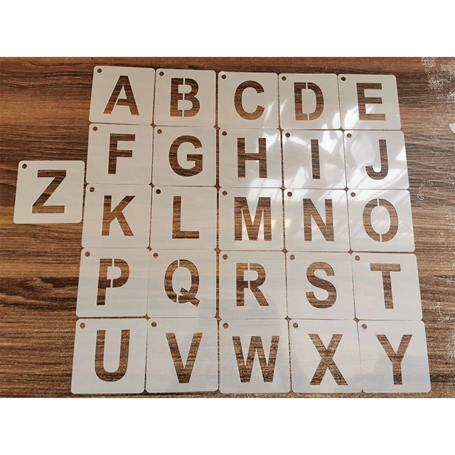 26pcs/set Artisitic Alphabet Letters Drawing Template Bold Engligh Fonts  Stencil Painting Early Education Embossing Scrapbook