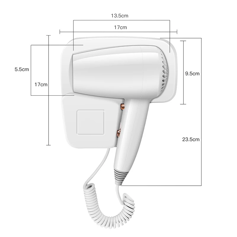 DMWD Hot/Cold Wind Blow Hair Dryer Electric Wall Mount Hairdryers Hotel Bathroom Dry Skin Hanging Brush Air Blower With Stocket