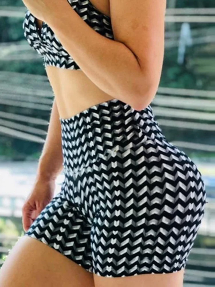 Sexy Shorts Women's Shorts New Geometric 3D Digital Folded Printed Yoga Sports for Summer Push Up Spandex Soft Workout Tights