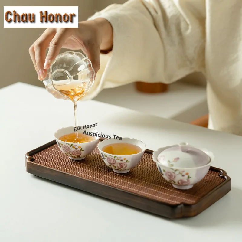 Hand-drawn Butterfly Rose Tea Set Complete Set Antique Tea Ceremony Set Teapot And Tea Cup Set Chinese Tea Set Accessories Gifts