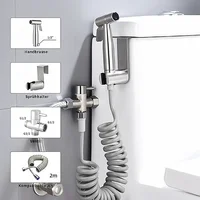 Handheld Bidet Toilet Sprayer Kit  stainless steel spray gun with 3 Way Valve，bellows Used for personal hygiene and pet bathing 1