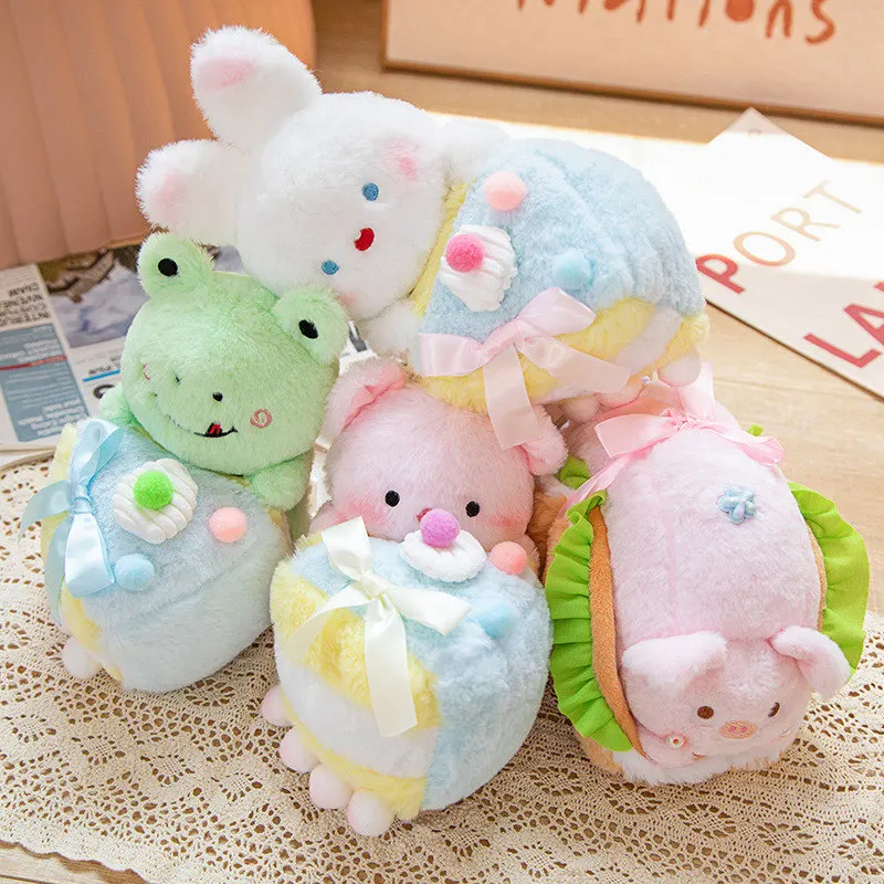 

20cm Soft Pig Rabbit Frog Cake Shape Plushie Baby Cuddly Toys Cute Burger Pig Fruit Cupcake Dolls Room Decor Children Gift