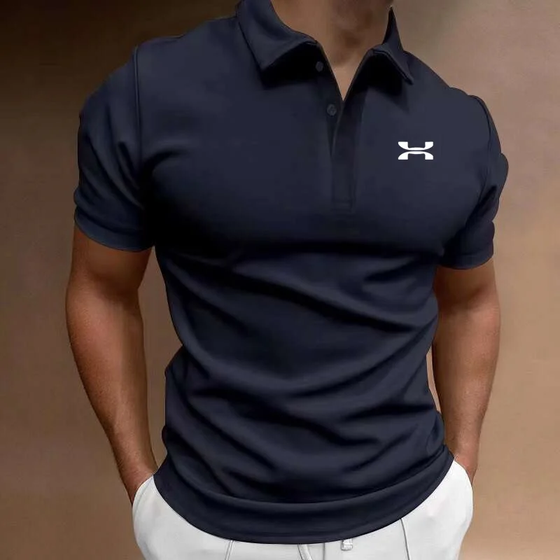

High quality men's short sleeved polo, business printed casual shirt, high-quality, fashionable brand, summer, new