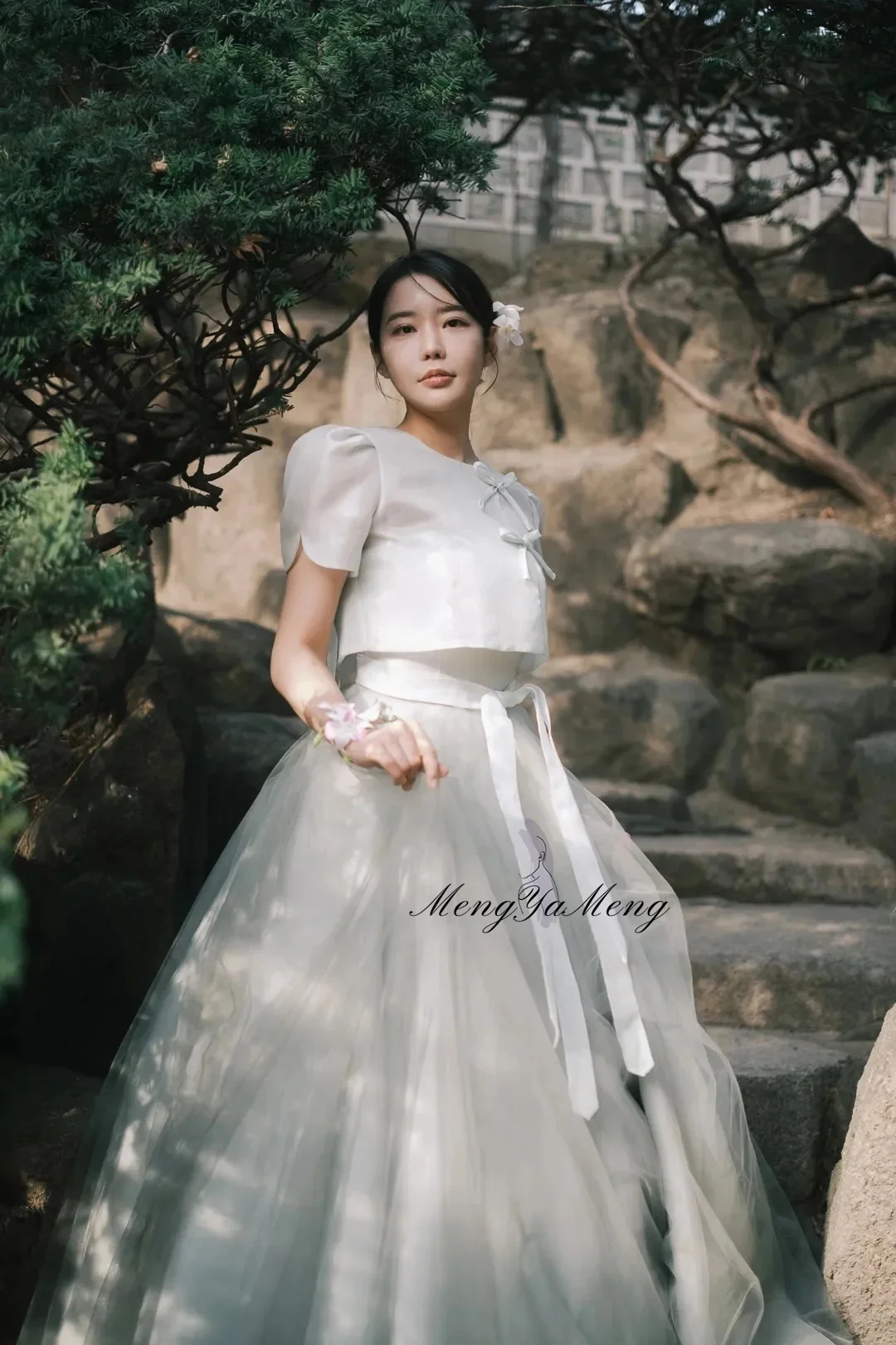 New Hanbok A-Line 2PCS Wedding Dresses Short Sleeves Ribbon Pleat Customized Korea Photoshoot Plus Size Floor-Length 2026