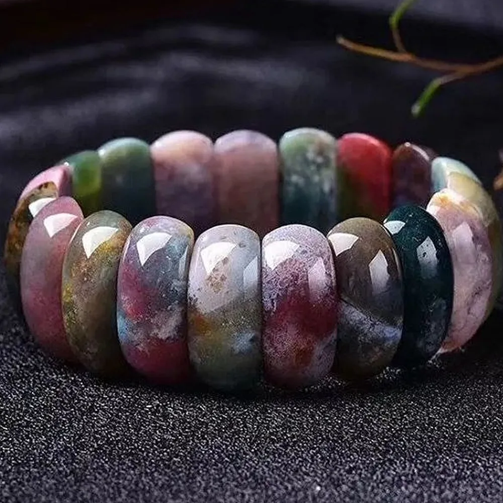 

Genuine Natural Rare Water Grass Agate Hand-Row Bangles Men Women Couples Bracelets Atmosphere Handring Stylish Fine Jewelry