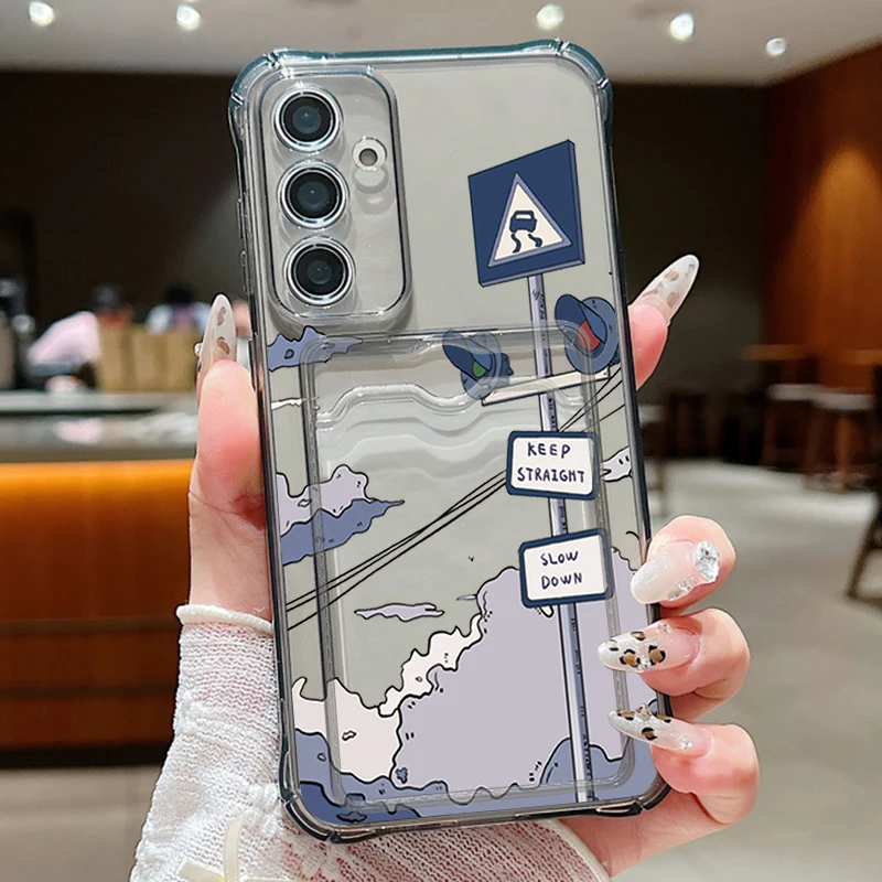 Versatile Card Holder Wallet Case with Landscape Design and Soft TPU Material