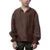 Boys Medieval Dress Shirt For Kids Medieval Ruffled Long Sleeves Cotton O-Neck T Shirts Children 3