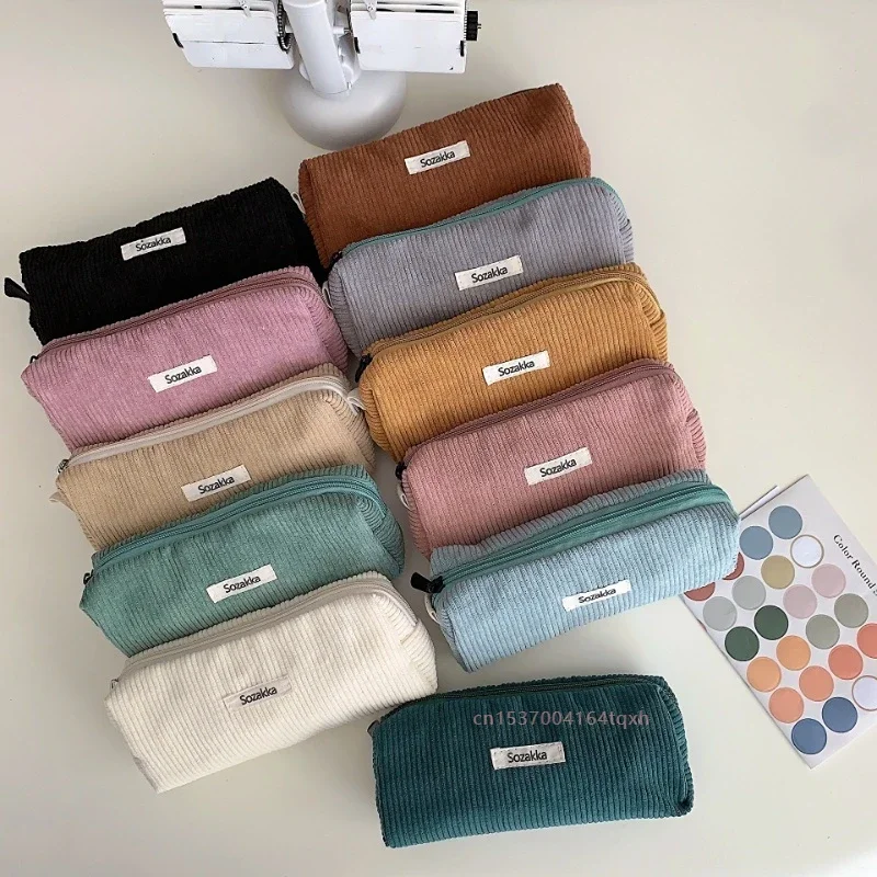 Cute Pencil Bag Corduroy Student Pencil Case Small Cosmetic Bag Ladies  Portable Travel Toiletry Bag Essentials Organizer Student - AliExpress