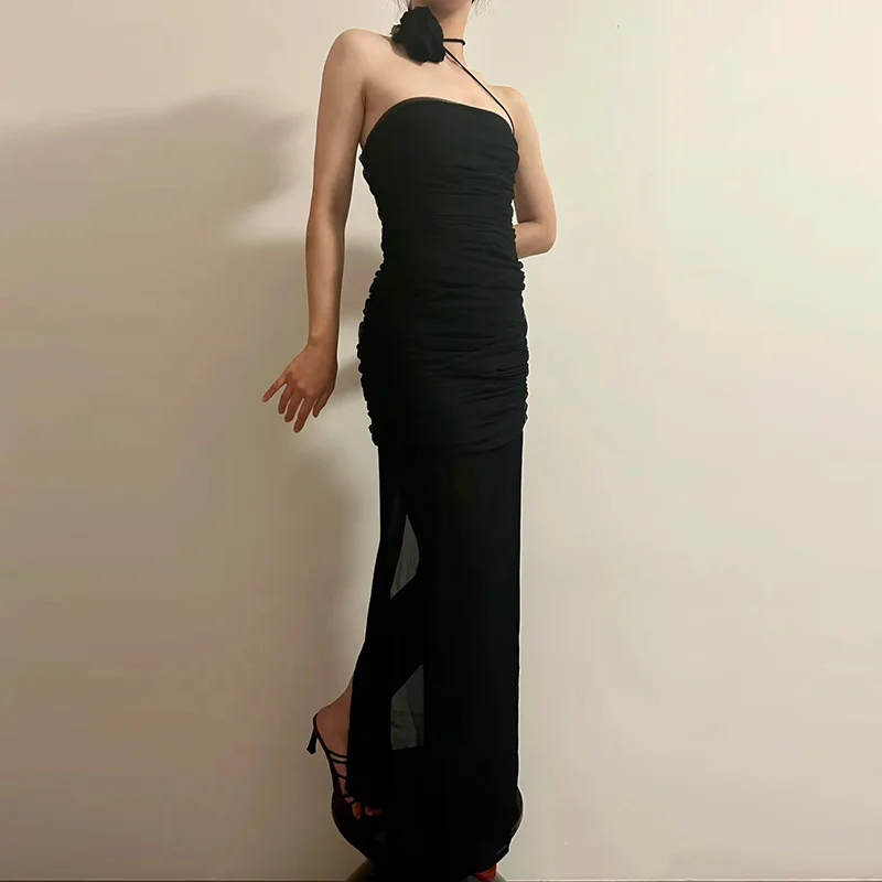 

Женское длинное платье, Летние черные винтажные сексуальные осенние женские вечерние элегантные и красивые женские платья без рукавов