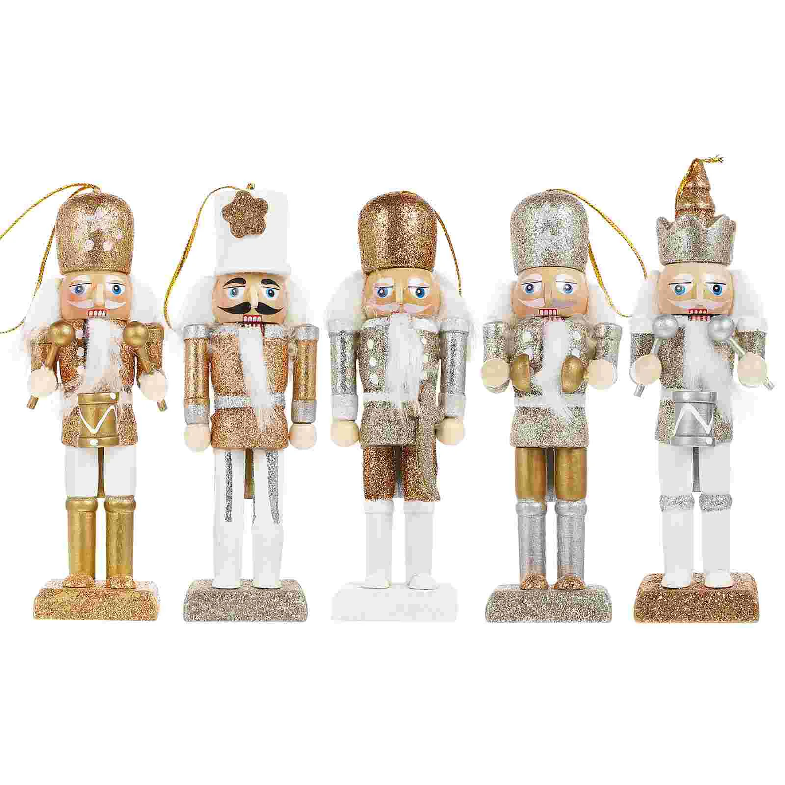 

5pcs Christmas Nutcracker Pendants Wooden Small Nutcracker Dolls Holiday Nutcracker Ornaments