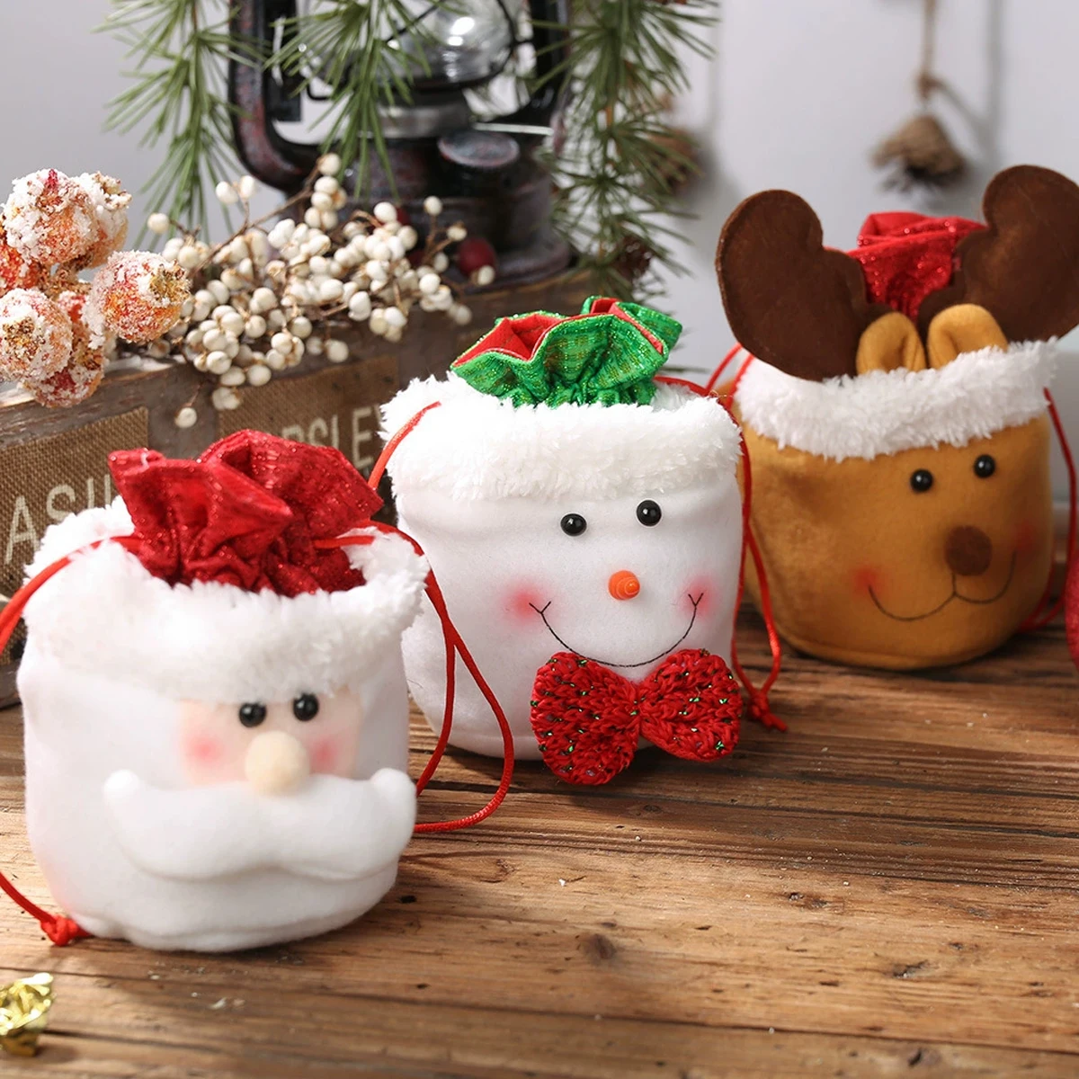 Christmas Decorations Drawstring Apple Bag