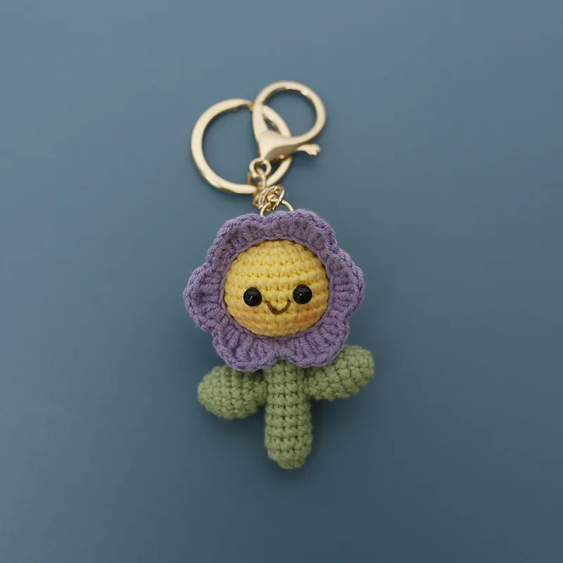 Gehäkelter Tulpen-Schlüsselanhänger, handgewebter Blumen-Schlüsselanhänger, Mädchen-Rucksack-Anhänger, kreatives gestricktes Blumen-Geschenk – Detail 8