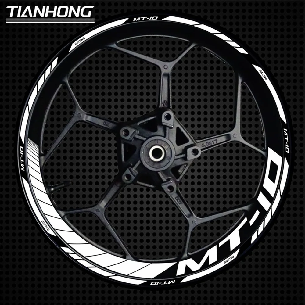 Reflective Stickers Motorcycle Stickers Vinyl Stickers Custom Stickers Wheel Hub Stickers Motorcycle Accessories For YAMAHA MT10 Motorcycle 17 Inch Wheel Hub MT-10 Decal Decoration Set Rim MT 10 Reflective Waterproof Sticker