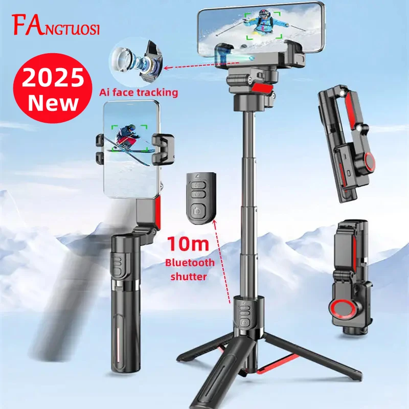 phone tripod flexible phone tripod phone tripod mount FANGTUOSI AI face tracking Tripod for Smartphone Stabilizer 360 Auto Rotation Follow Gimbal with Remote Selfie tripod for Vlog