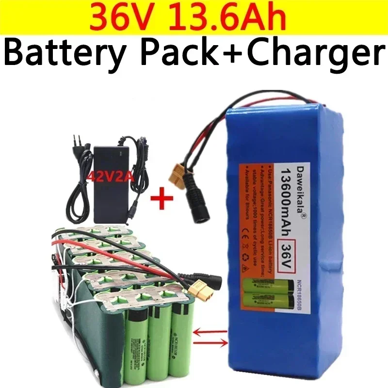 

XT60 interface 36V battery 10S4P 13600mAh battery pack 500W high power battery 42V 13.6Ah Ebike electric bike BMS + 42v charger