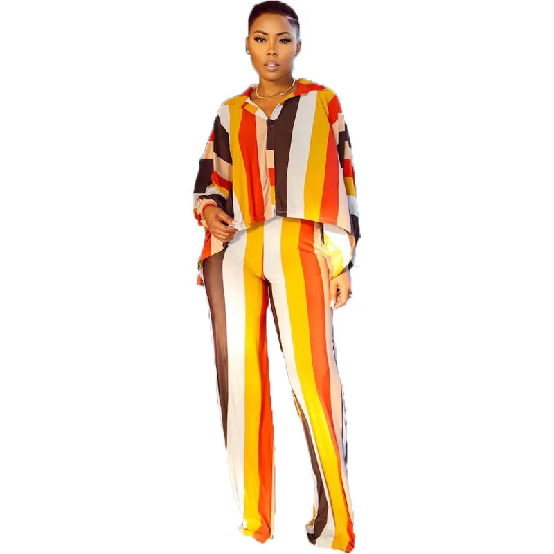 

2 Piece Women Sets 2024 Spring Autumn New Arrival Matching Suits Fashion Stripe Two Pieces Sets Top Pants Suits Outfits Clothing