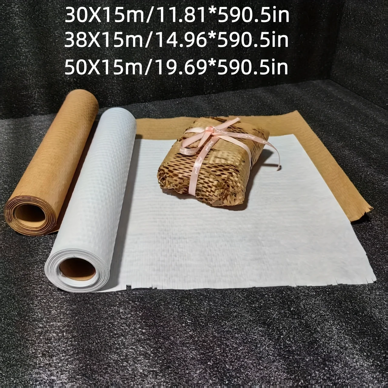 1 Roll, Premium Honeycomb Filler Packaging - Brown, White, Embossed Honeycomb, Suitable for Shipping and Gift Protection, Moving
