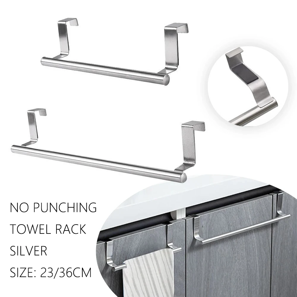 Towel Rack Over Door Towel Bar Hanging Holder Stainless Steel Kitchen Cabinet Bathroom Rag Rack Home Organizer Hanger