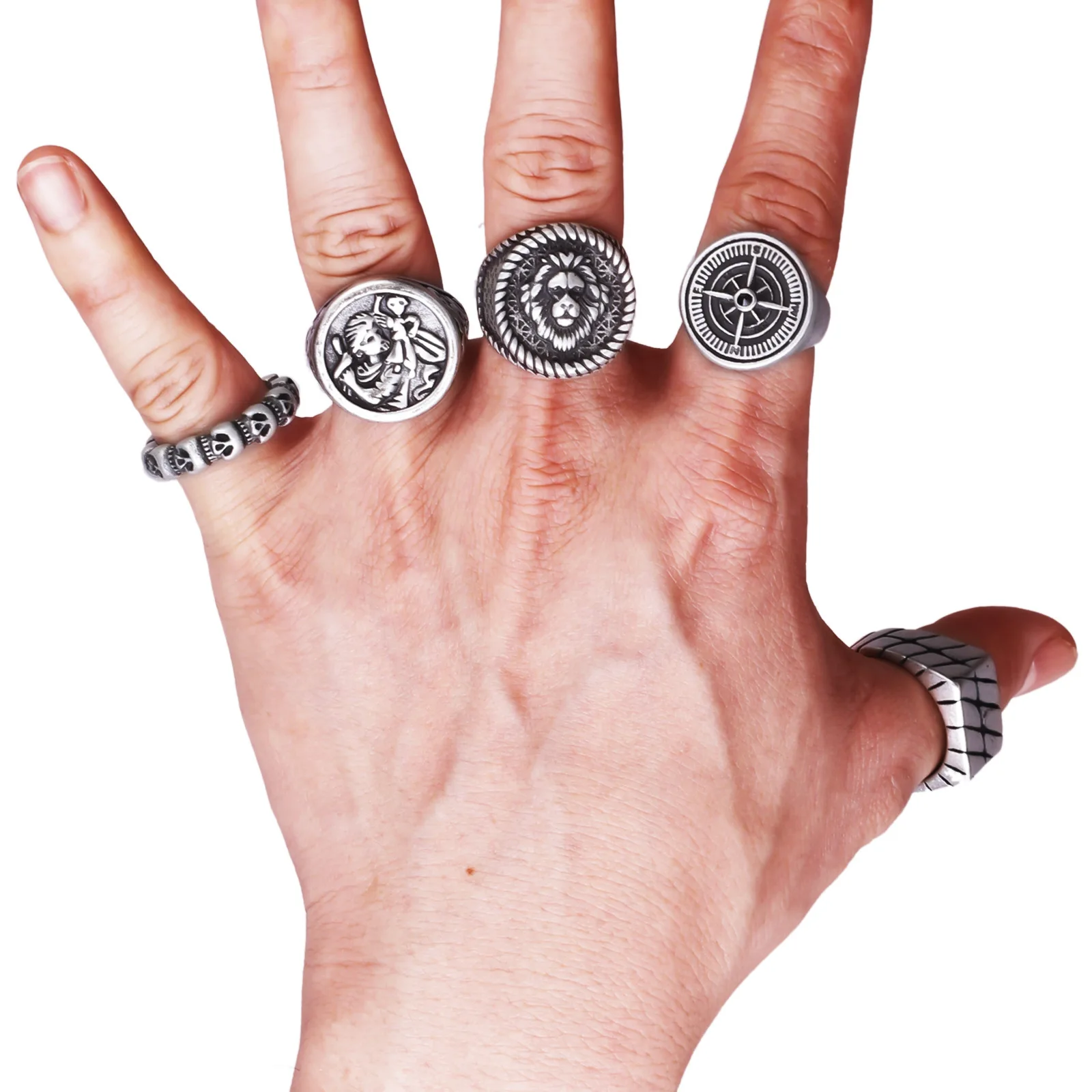 Hot S925 authentic fashion brand senior sense retro personality all match ring men's punk ring retro personality jewelry