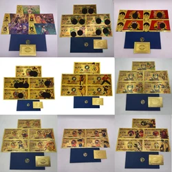 Mix styles Japanese Anime Gold Plastic Banknote manga game card 24k Gold Plated cartoon ticket For Collection