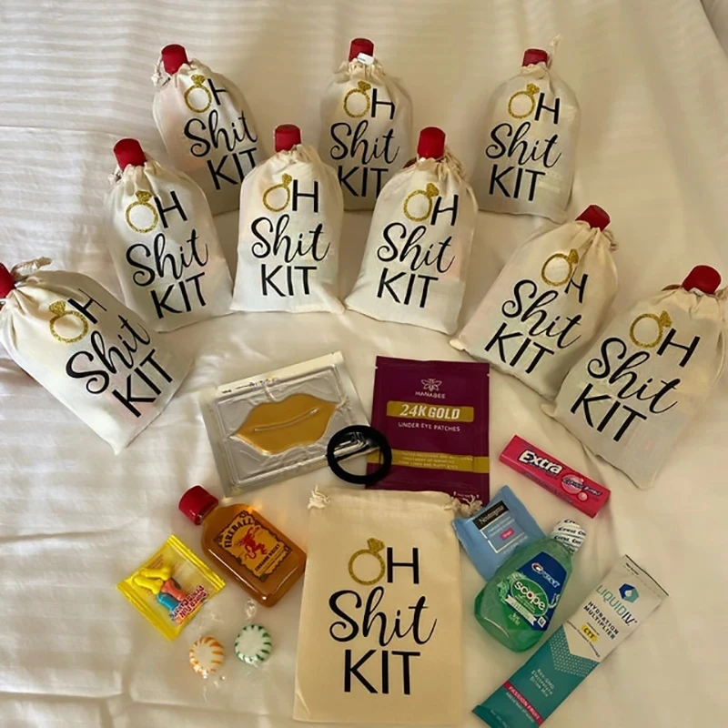 Kit de supervivencia para despedidas de soltera en bolsa kraft