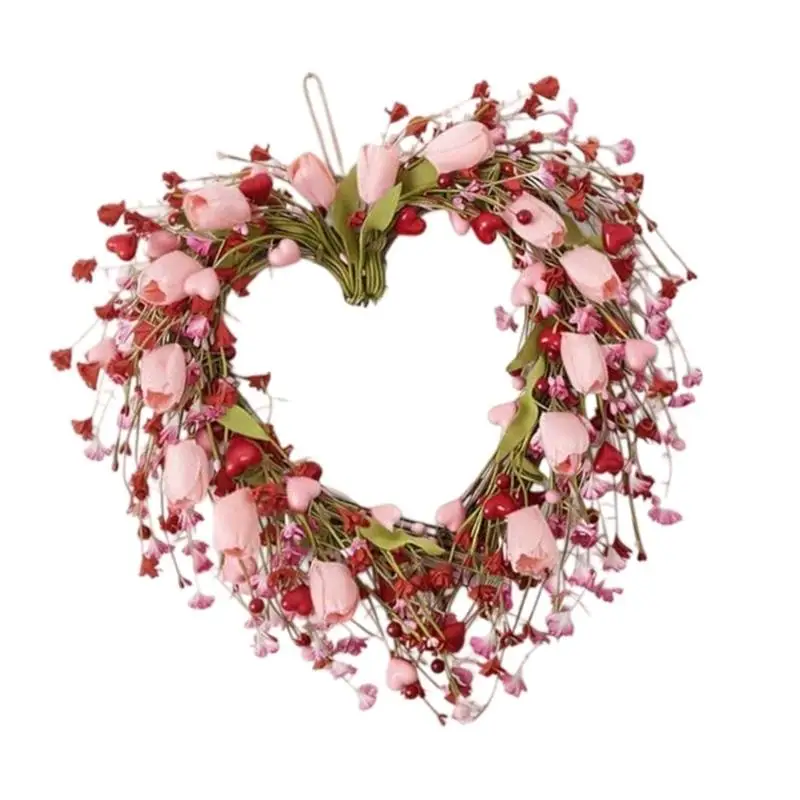 Valentinstagskranz für saisonale Heimfeiern, künstliche Tulpengirlande für Party- und Hochzeitsarrangements D2RD – Detail 8