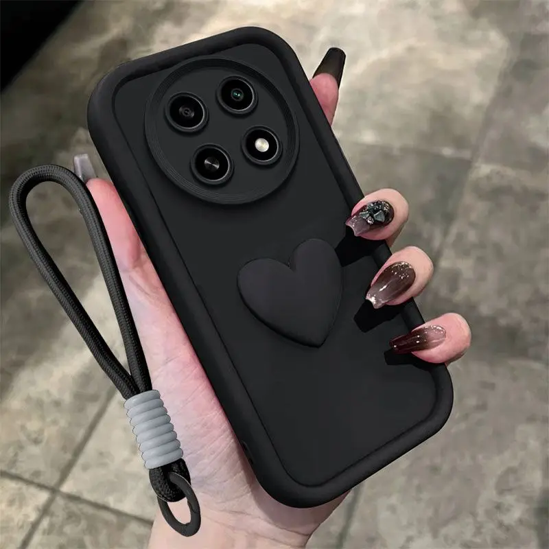 Love Heart Matte Hand Strap Back Cover